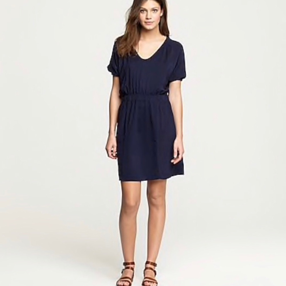 J Crew Navy Blue V Neck Dress